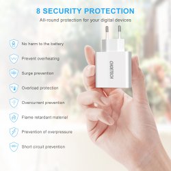 Choetech 3-Port USB-A V&auml;ggladdare med Display 15W - Vit