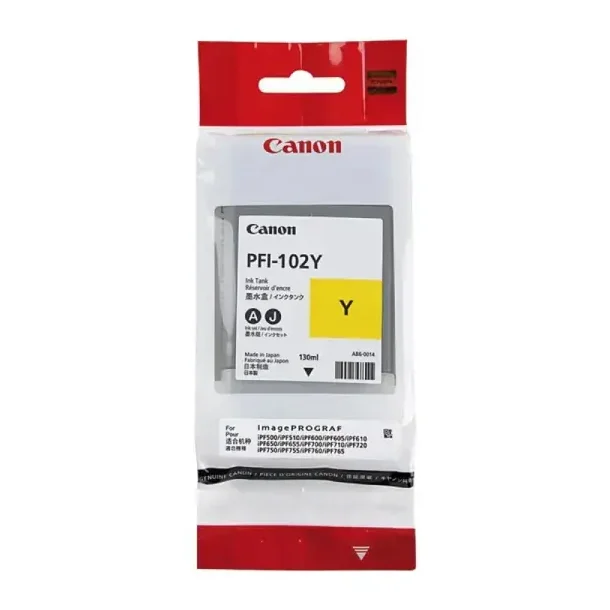 Canon PFI 102 Y blkpatron - 0898B001 Original - Gul 130 ml