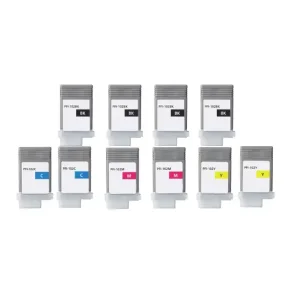 Kompatibel blkpatroner Canon PFI 102 - 0895B001, 10 stk. rabatpakke 1300 ml