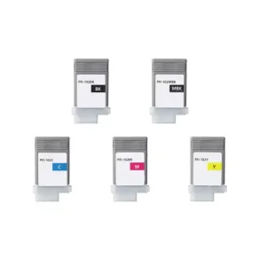 Kompatible blkpatroner Canon PFI 102 - 0895B001, 5 stk. rabatpakke 650 ml