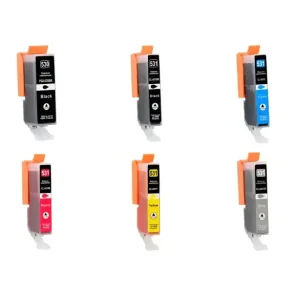 Kompatible blkpatroner Canon PGI-530 / CLI-531 - 6118C001, 6 stk. rabatpakke 86 ml