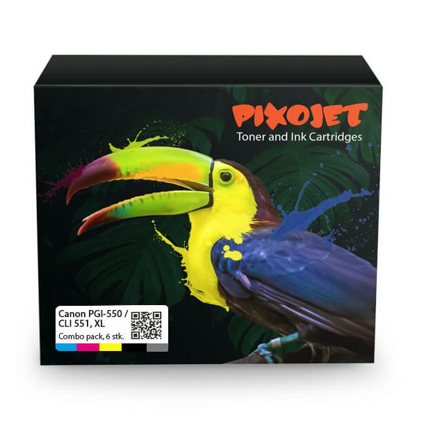 Pixojet blekkpatroner Canon PGI 550 / CLI 551 XL Combo Pack 83 ml rabattpakke 6 stk.
