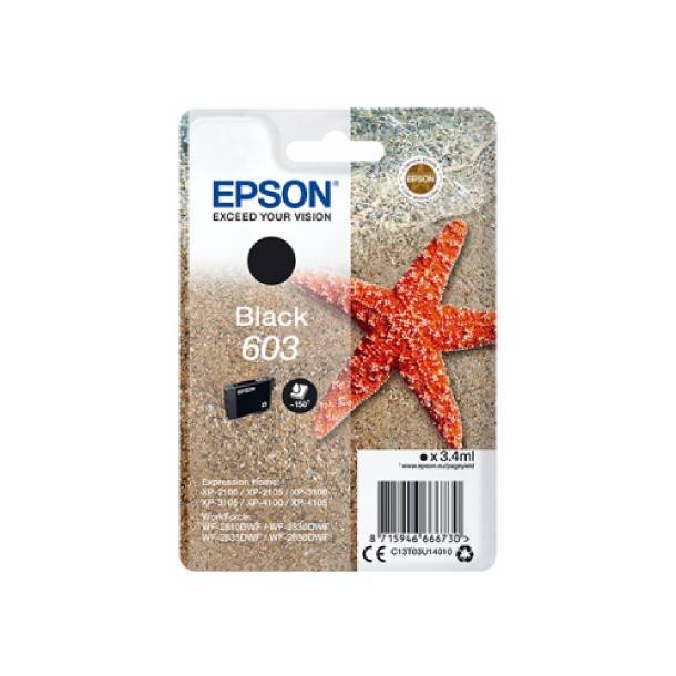 Epson 603 BK Ink Cartridge - C13T03U14010 Original - Black 3,4 ml