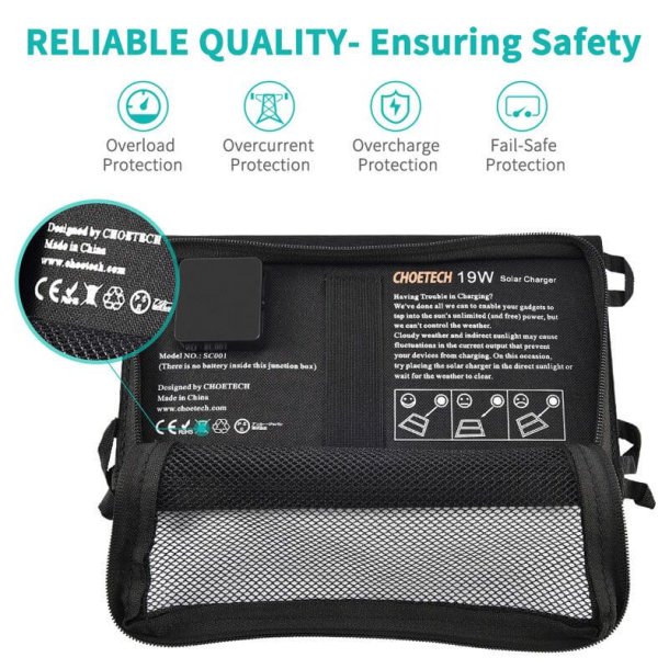 Choetech 2-port solpanel, 19W, svart