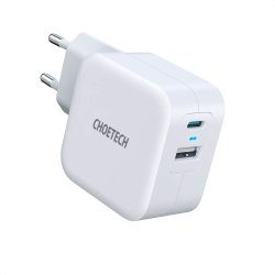 Choetech USB-C PD och USB-A QC v&auml;ggladdare, 38W, vit
