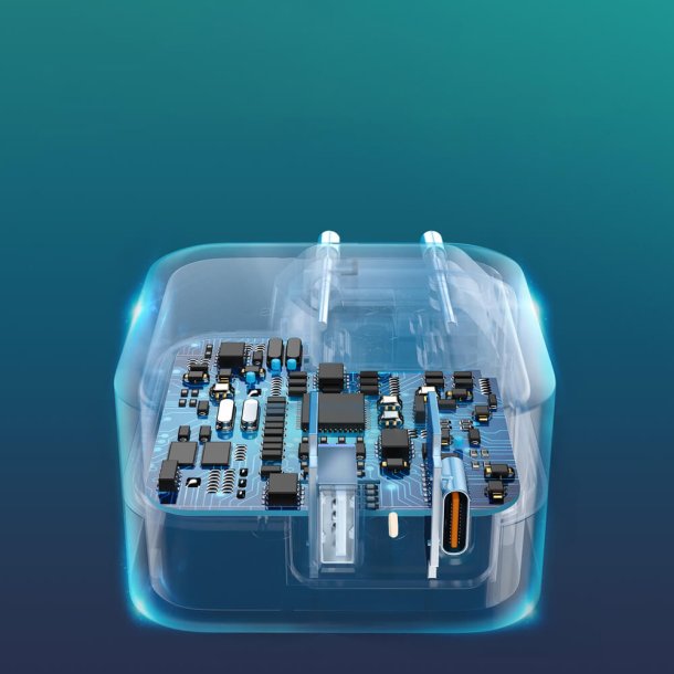 Choetech USB-C PD och USB-A QC v&auml;ggladdare, 38W, vit