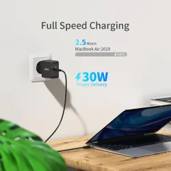 Choetech USB-C PD v&auml;ggladdare, 30W, svart