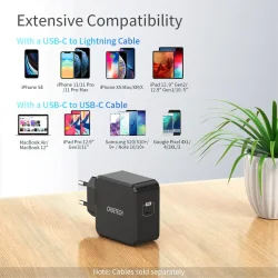 Choetech USB-C PD v&auml;ggladdare, 30W, svart