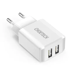 Choetech 2-Port V&auml;ggladdare 10W - Vit