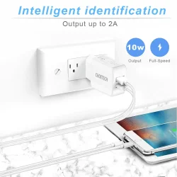 Choetech 2-Port V&auml;ggladdare 10W - Vit