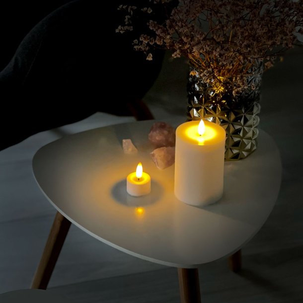 LED ljussats - Blockljus, kronljus och v&auml;rmeljus, vit - 10 delar inkl.fj&auml;rrkontroll