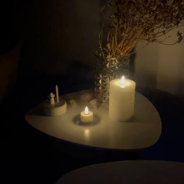 LED ljussats - Blockljus, kronljus och v&auml;rmeljus, vit - 10 delar inkl.fj&auml;rrkontroll