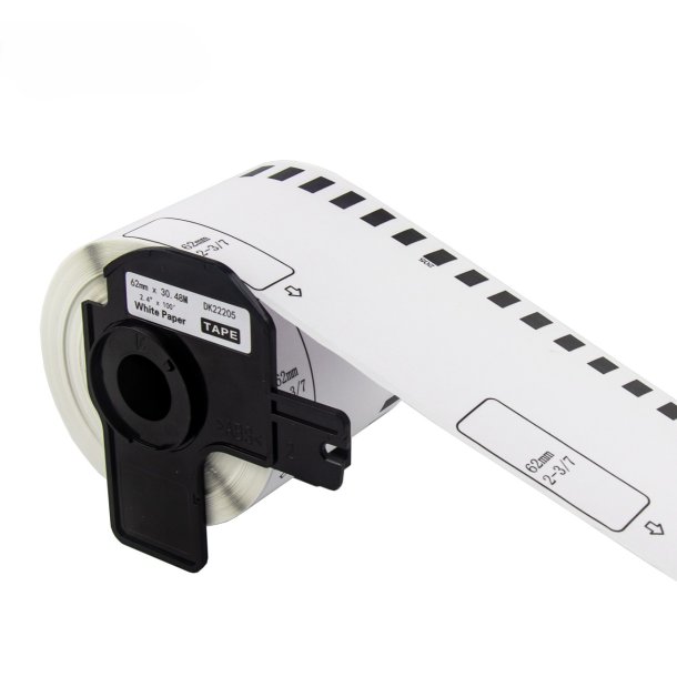 Kompatibel Brother Papirlabel, 62mm x 30.48 m - sort / hvid