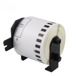 Kompatibel Brother Papirlabel, 62mm x 30.48 m - sort / hvid