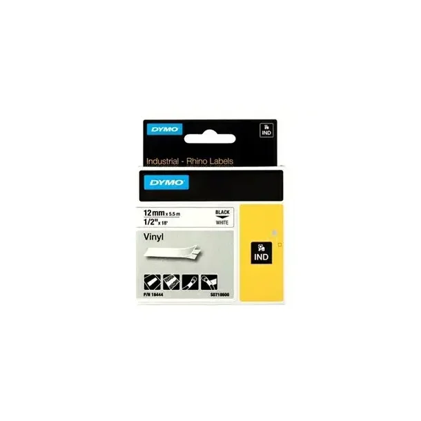 Dymo Tape Rhino 12 mm x 5,5 m vinyl White/Black