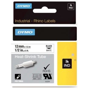 Dymo Tape Rhino 12 mm x 1,5 m Krympa flex svart/vit