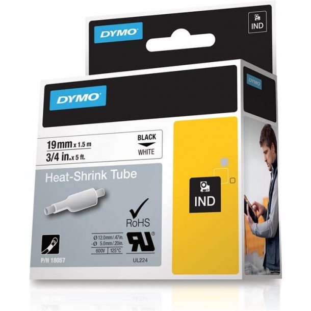 Dymo Tape Rhino 19 mm x 1.5 m Shrink Flex Black / White