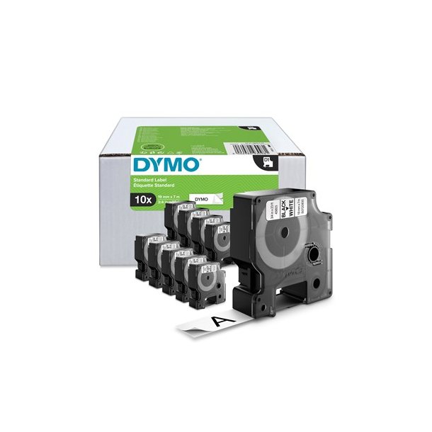 DYMO Tape D1 19mmx7m sort p hvid (10)