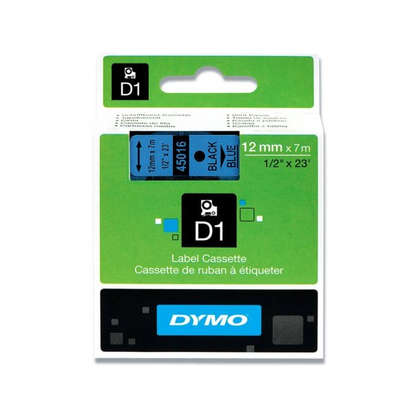 Dymo Tape D1 12 mm x 7 m Black / Blue 45017