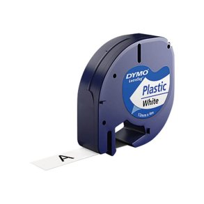Tape LetraTag plastic 12mmx4m Vit