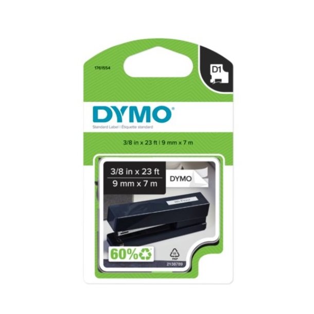 Etiketter DYMO D1 Standard Label Tape Cartridge, bl/vit 9 mm x 7 m 40914