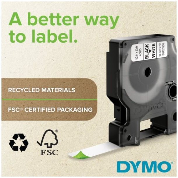 DYMO tejp D1 (40914), 9 mm x 7 m - bl/vit