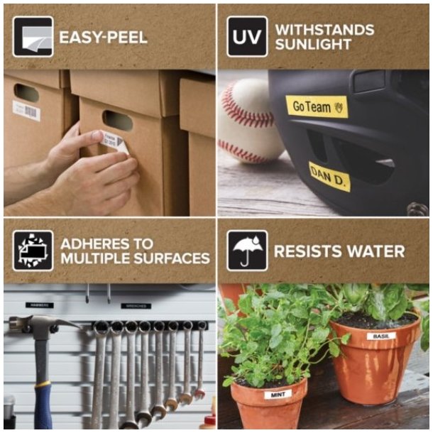 DYMO tejp D1 (45019), 12 mm x 7 m - svart/gr&ouml;n