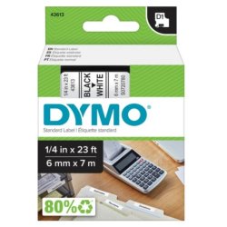 DYMO tejp D1 (43613), 6 mm x 7 m - svart/vit