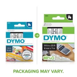 DYMO tejp D1 (43613), 6 mm x 7 m - svart/vit