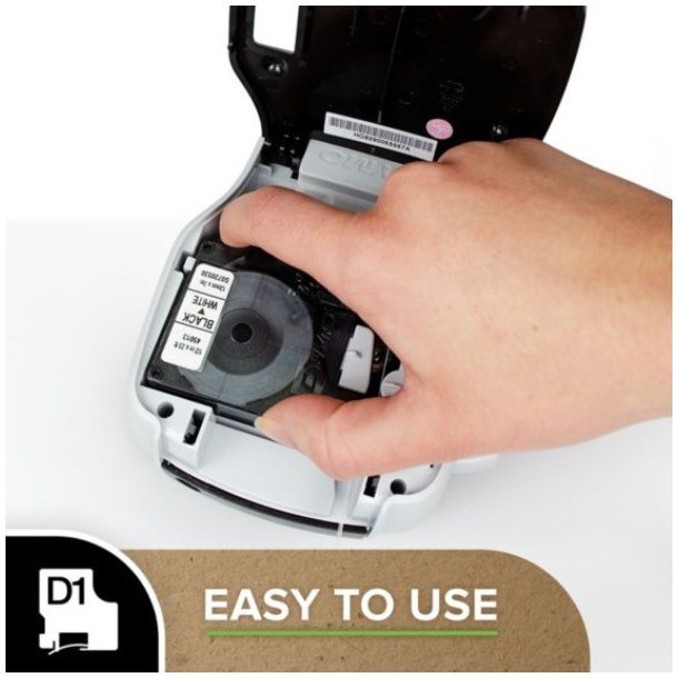 DYMO tejp D1 (40910), 9 mm x 7 m - svart/transparent