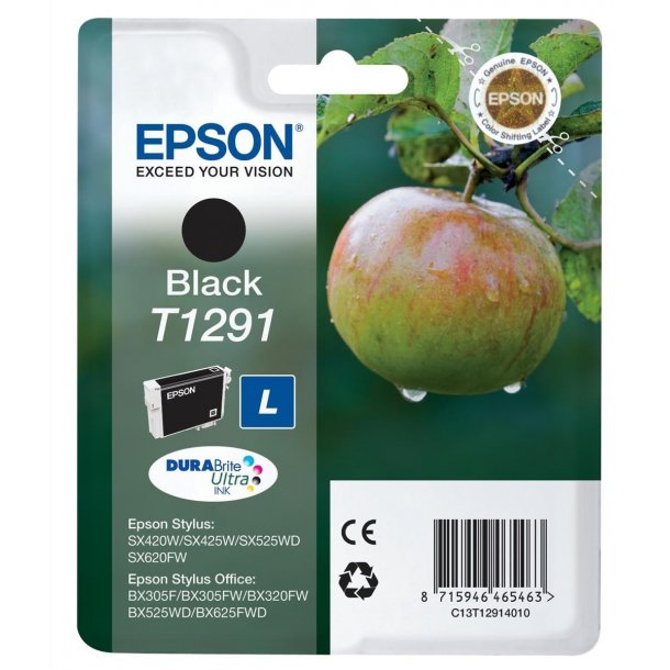 Epson T1291 BK (C13T12914012) Svart Bl&auml;ckpatron, Original 11,2 ml