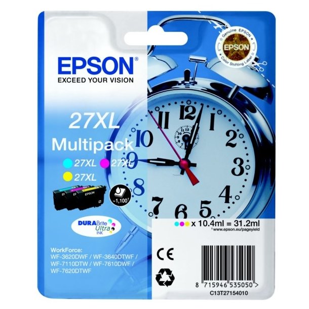 Epson 27XL T2715 combo pack 3 stk - C13T27154012 Ink Cartridge Original C/M/Y 31,2 ml