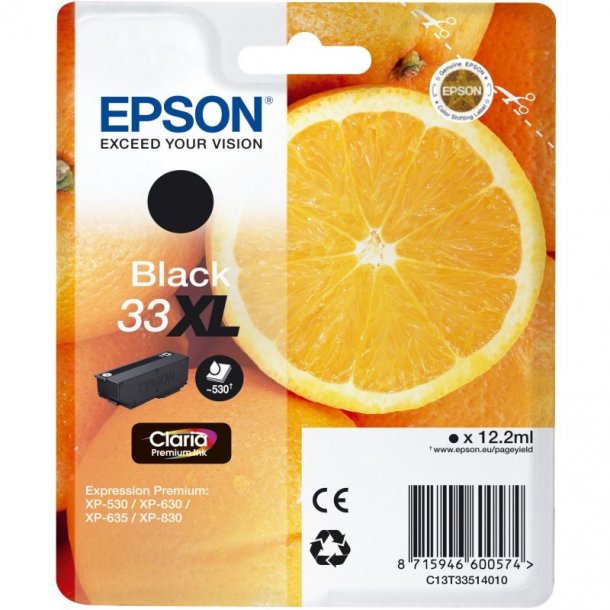 Epson 33 XL Ink Cartridge - C13T33514012 Original - Black 12,2 ml