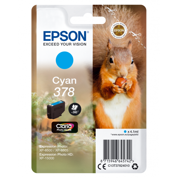 Epson T378 Ink Cartridge - C13T37824010 Original - Cyan 4 ml