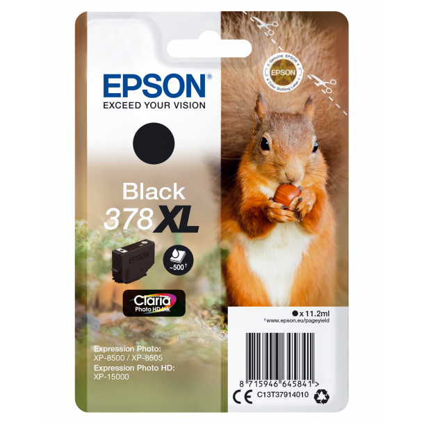 Epson T378 XL blekkpatron - C13T37914010 Original - Svart 11,2 ml