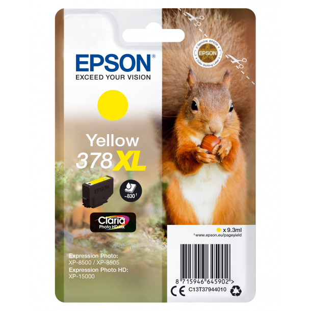 Epson T378 XL Ink Cartridge - C13T37944010 Original - Yellow 9,3 ml