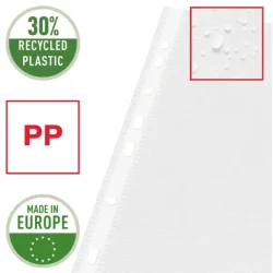 Plastficka A4 Q Line 105 my, &ouml;ppen upptill med pr&auml;gling - 100 st