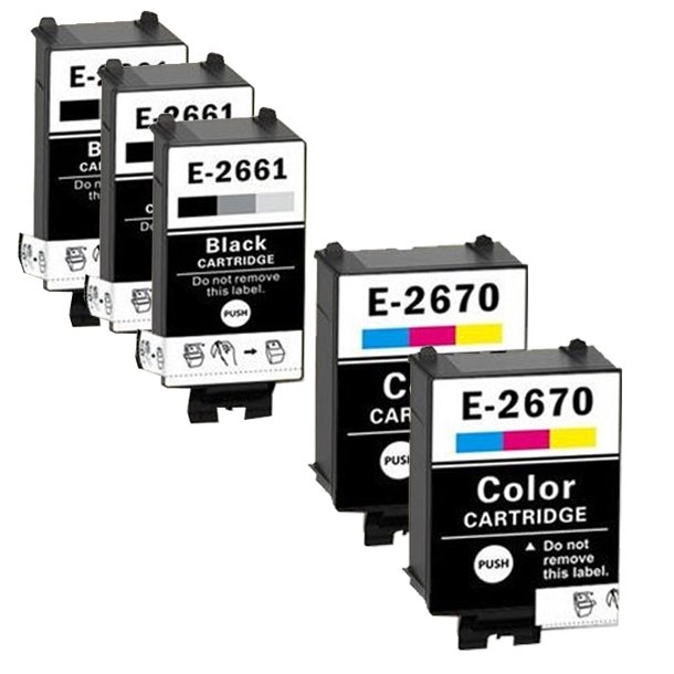 Kompatibel till Epson 266/267 combo pack 5 stk bl&auml;ckpatron 58,5 ml