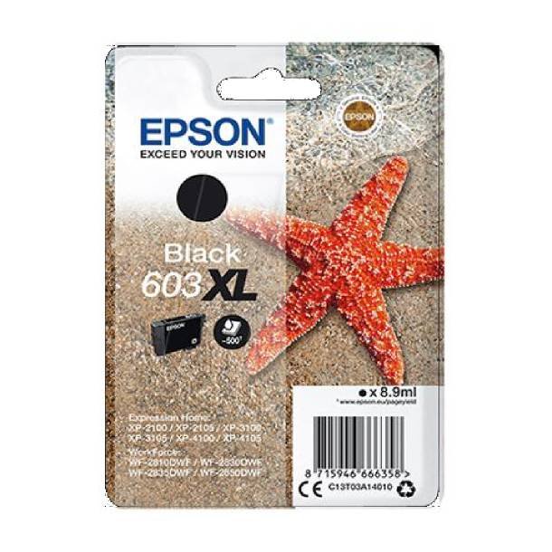 Epson 603 XL BK - Sort 8,9 ml - Original blkpatron C13T03A14010