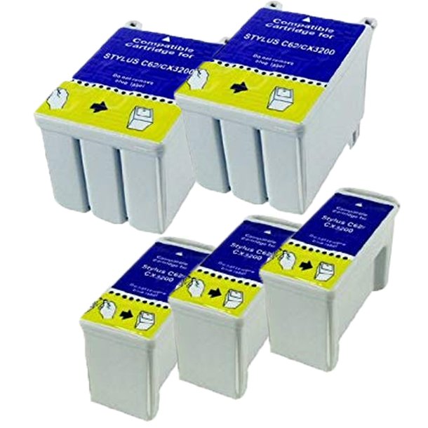 Pixojet blkpatroner Epson T040 - T041, 5 stk. rabatpakke 139,24 ml