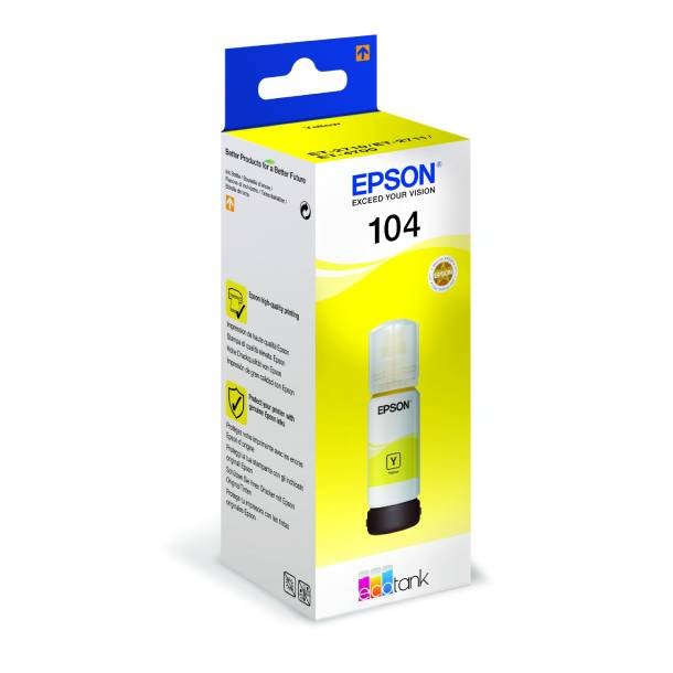 Epson T104 Y EcoTank - Gul 70 ml - Original blkpatron C13T00P440
