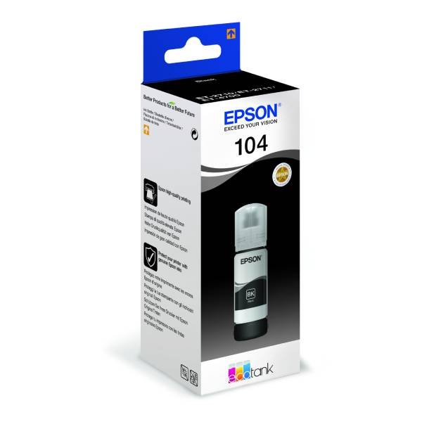 Epson T104 BK EcoTank blkpatron - C13T00P140 Original - Sort 70 ml 