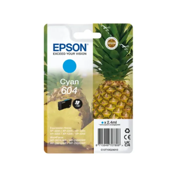 Epson 604 C blkpatron - C13T10G24010 Original - Cyan 2,4 ml