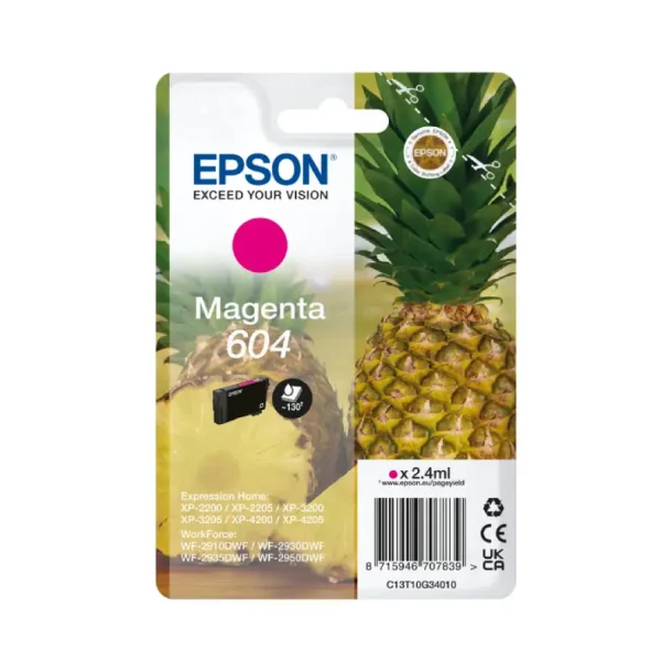 Epson 604 M blekkpatron - C13T10G34010 Original - Magenta 2,4 ml