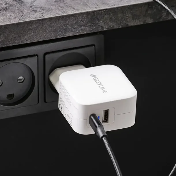 GreyLime 38W USB-C PD &amp; USB-A QC V&auml;ggladdare - Vit