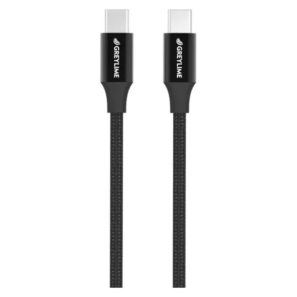 GreyLime Braided USB-C til USB-C 60W Kabel Sort 1 m