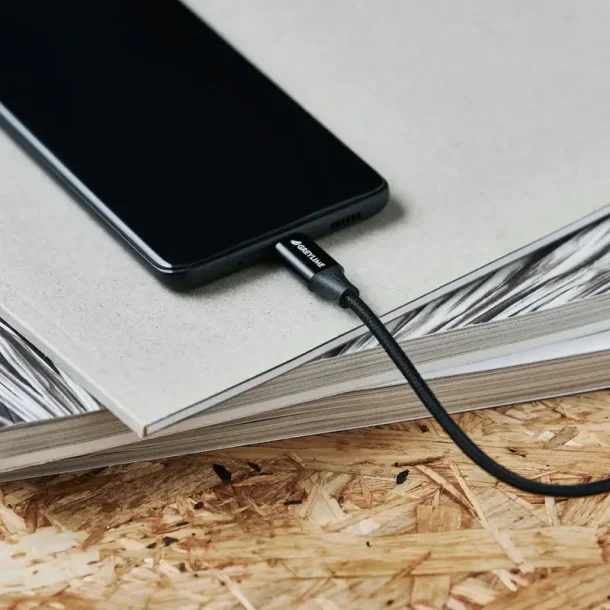 GreyLime Fl&auml;tad USB-C-USB-C Kabel 60W 1 m - Svart