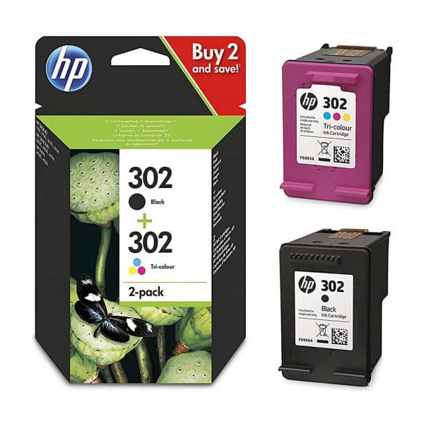 HP 302 (X4D37AE) 2 farve blkpatron combo pack, Original 355 sider