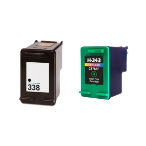 Kompatible blkpatroner HP 338 - 343 - C8765E, 2 stk. rabatpakke 30 ml
