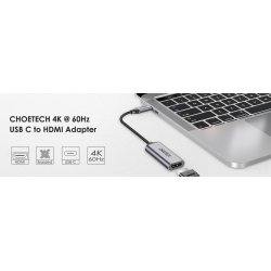 Choetech Hub, USB Type C till HDMI, 4K 60Hz, gr